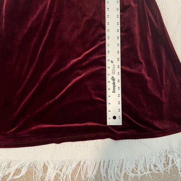 Lulus medium burgundy v neck velvet evening gown cocktail dress D3 4478 - Picture 8 of 13